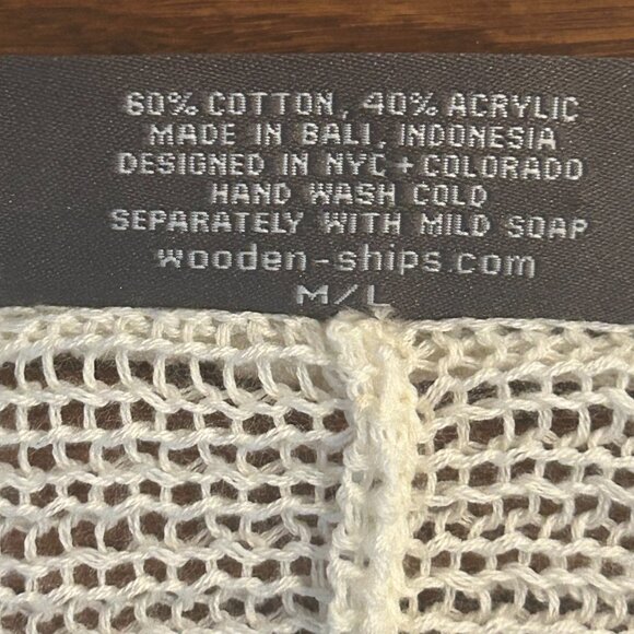 Wooden Ships Charlotte Crew Cotton Open Knit Sweater Size Medium Large - Picture 7 of 14